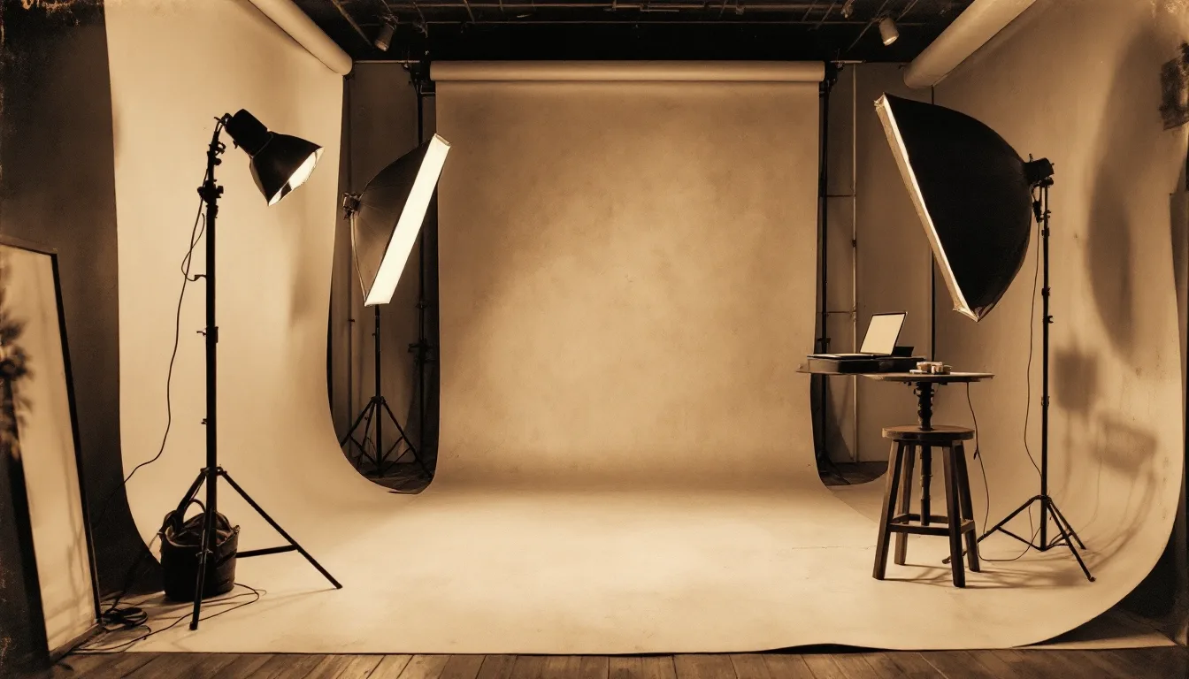 The Lumeva studio: a paper sweep, a softbox, and a product on a riser